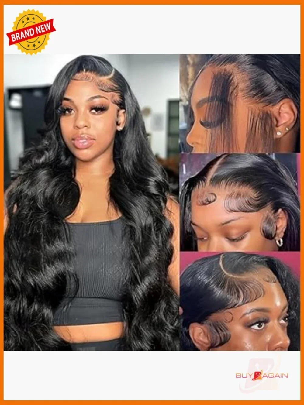 13x6 HD Lace Front Wig Human Hair Body Wave Glueless 180% Density Pre Plucked